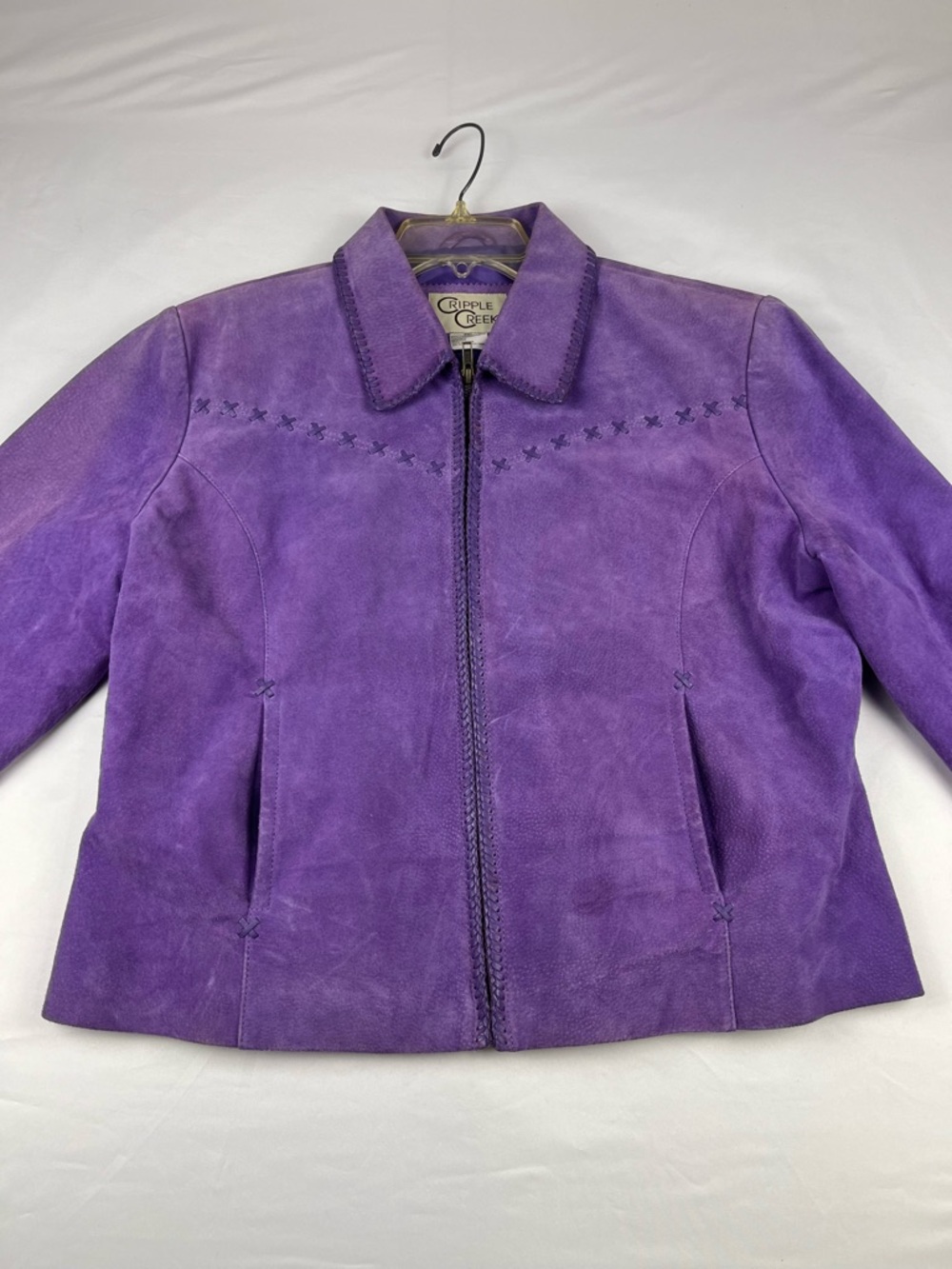 Cripple Creek Purple Suede Leather Jacket Women’s Western Zip XXL